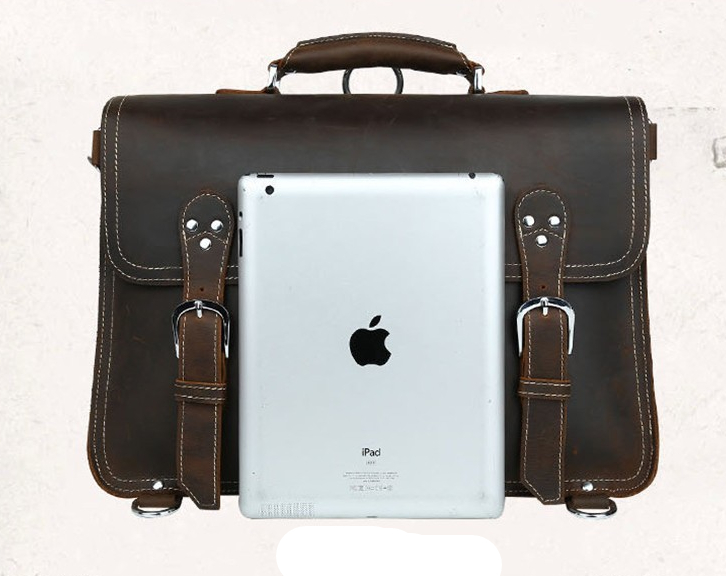 Vintage high-quality leather briefcase for man.