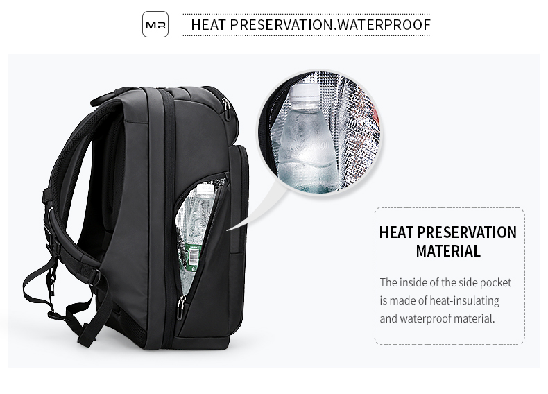 Multifunctional large capacity backpack with USB charging.