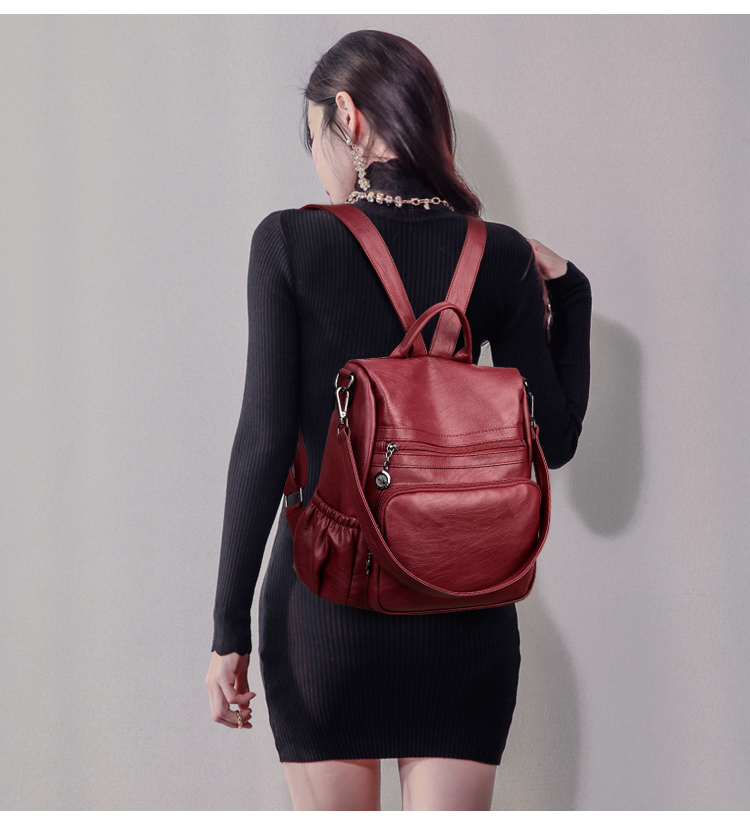 Beauty high-quality eco-leather backpack for women.