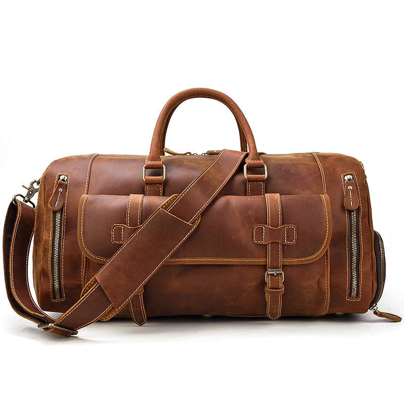 Beautiful vintage men's travel luggage in genuine leather.
