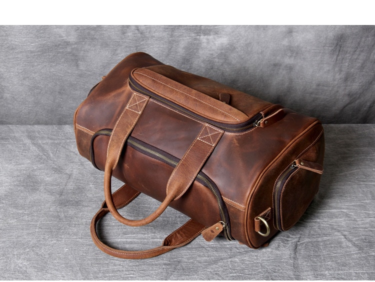 High-quality light brown leather business travel luggage for gentleman.