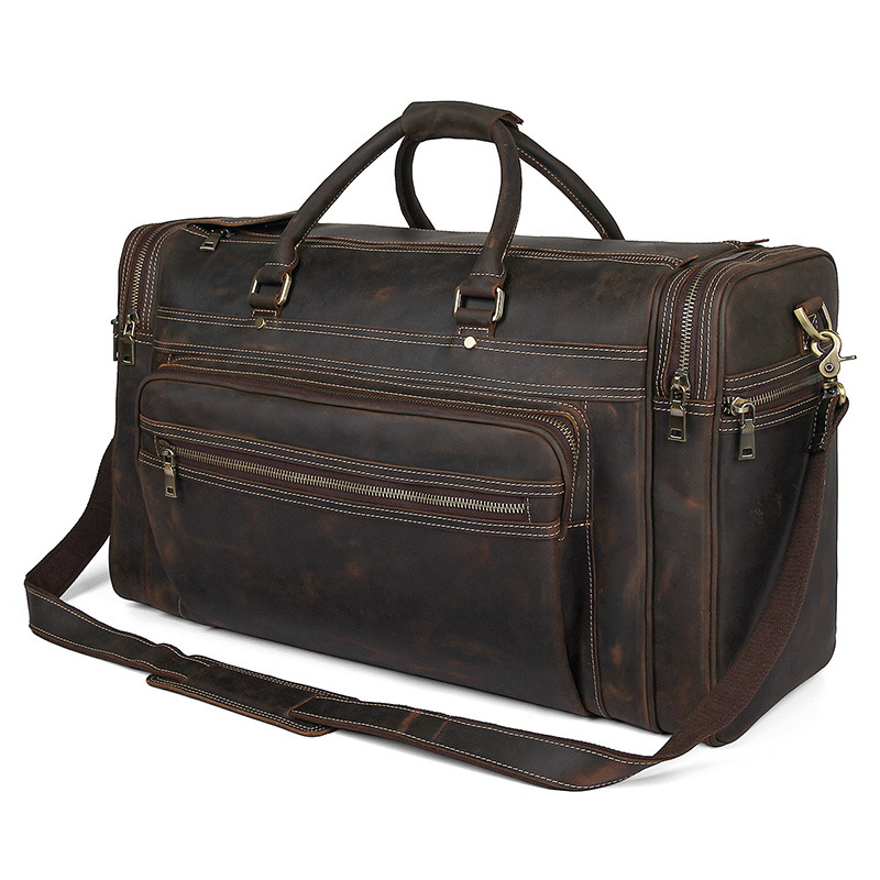 Large luggage bag in high-quality cow leather for men
