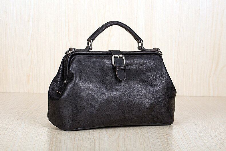 Unisex leather travel bag black