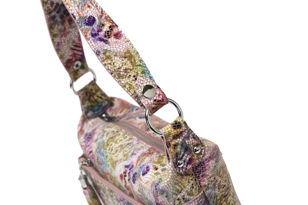 Lady's colourful peacock pattern genuine leather shoulder bag.