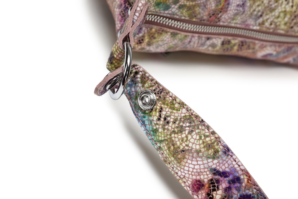 Lady's colourful peacock pattern genuine leather crossbody bag.