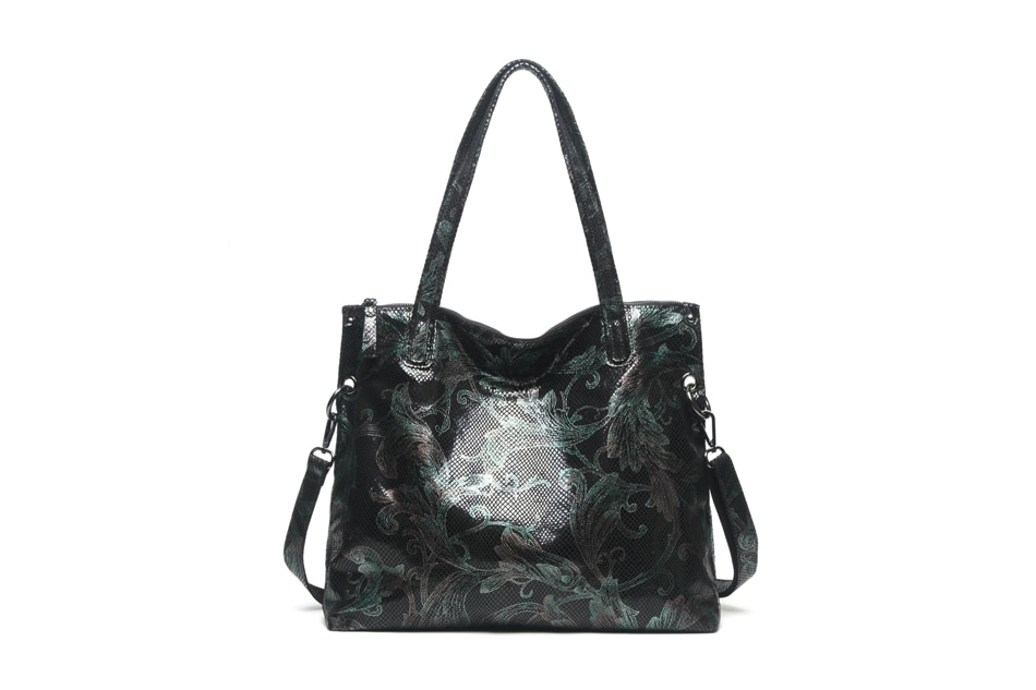 Designer handbag with floral print in natural leather for girl.