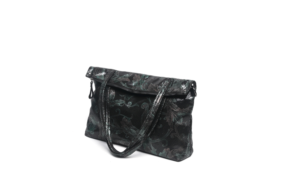 Designer crossbody bag with floral print in genuine leather for women.