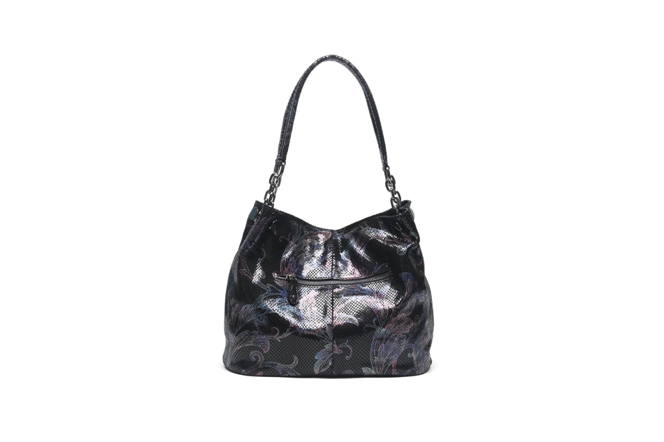 Hobo bag in natural leather with floral print for women.